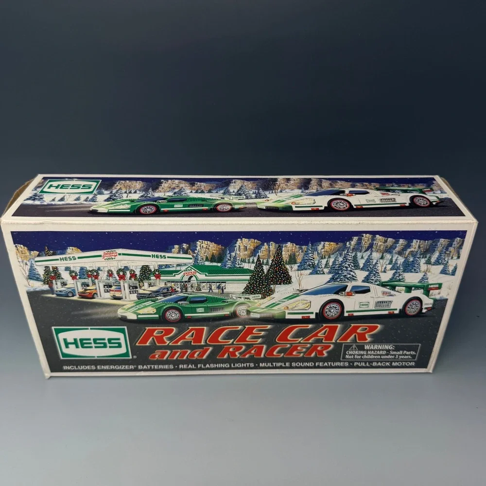 Hess 2009 Race Car and Racer Toy‎ Set Green White Flashing Lights Sounds Motor